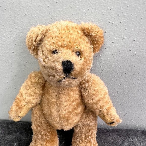 Jointed Mini Teddy Bear Tan Plush Stuffed Animal Moving Head Missing Tags - Picture 3 of 8